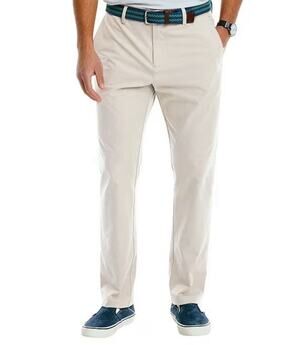 Panama Jack Men Chino Pants Tan Sand Large NWT Elastic Waist Straight Leg Casual